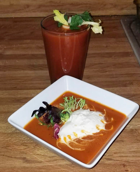 Tomato Gazpacho with Horseradish Ice Cream
